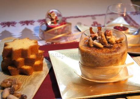 Finta Crème brûlée  di pandoro con frutta secca caramellata