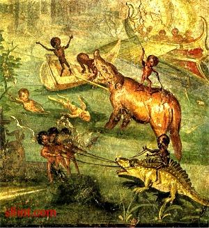 Testa di dinosauro ceratopside raffigurata in un tempio indù del 1815?