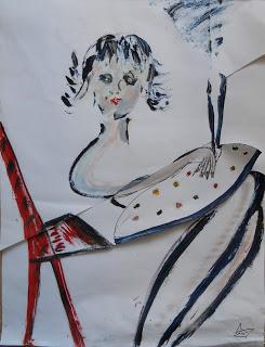 .. Oils on flying paper , self-portrait .14 GENNAIO , mio...