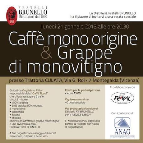 Caffè mono origine e Grappe di monovitigno: una serata speciale dedicata ad abbinamenti insoliti