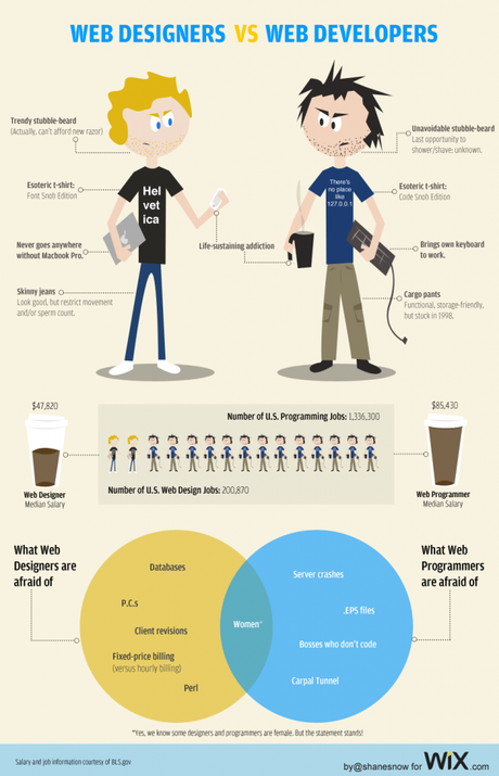 Infografica: Web Designer vs Web Developers