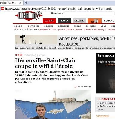 La cittadina di Hérouville-Saint-Clair ha abolito il wi-fi nelle scuole e posto dei lmiti alle emissioni delle antenne di wi-fi e telefonia mobile