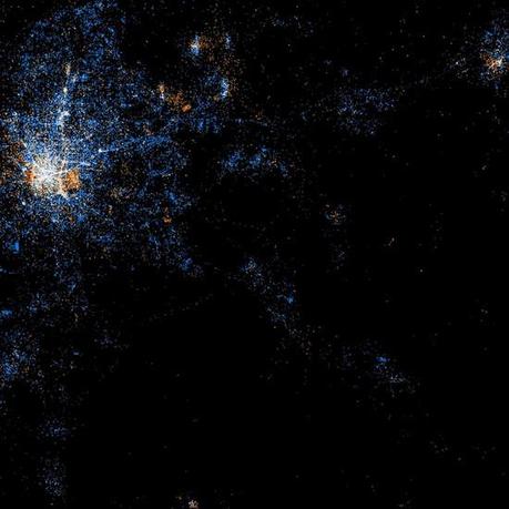 Incredibile Mappa aerea degli utenti di Twitter e Flickr