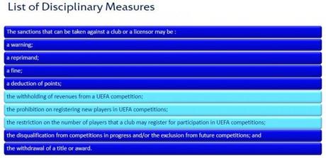 UEFA FFP misure disciplinari e1359557507278 UEFA Benchmark 2011, FPF, calendario del Club Financial Control Body e una nuova sanzione