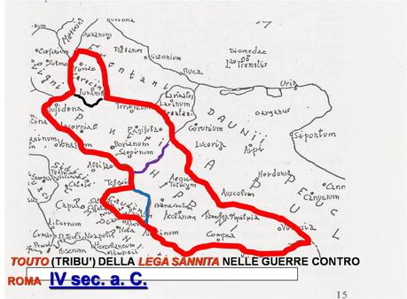 Cartina del territorio del Samnium durante le guerre contro Roma