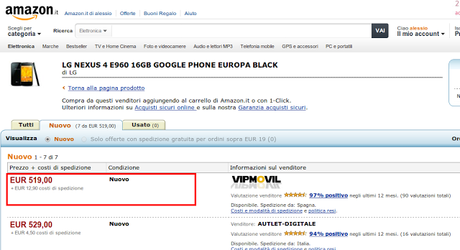 LG Nexus 4 arriva su Amazon Italia!