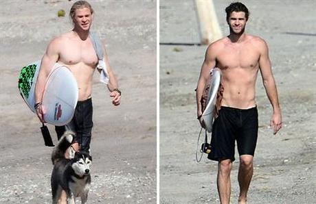 Chris e Liam Hemsworth mostrano i muscoli in Costa Rica