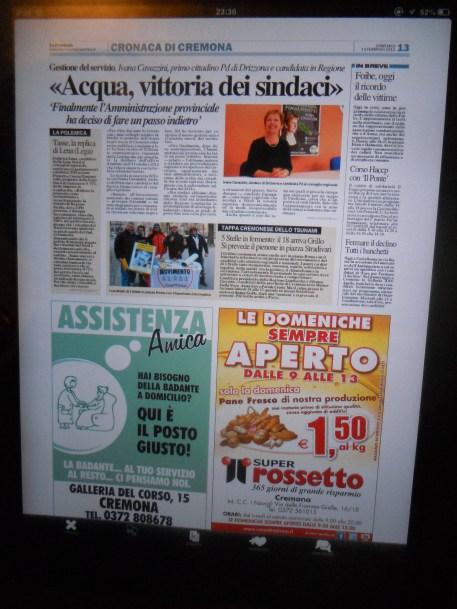 Campagna elettorale manipolata: bavaglio a Maura Ruggeri, Agostino Alloni, Sel, Rivoluzione civile la pagina 13 del 10 febbraio del noto giornale cremonese