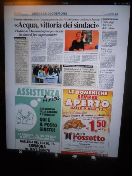 la pagina 13 del 10 febbraio del noto giornale cremonese