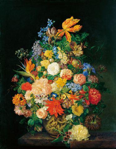 Franz Xaver Petter, Mazzo di fiori in un vaso, 1845, tela, 120 x 94 cm