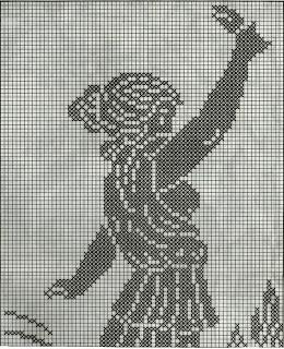 Schemi per il filet: Tenda con figura di donna Schemi per il filet: Tenda con figura di donna