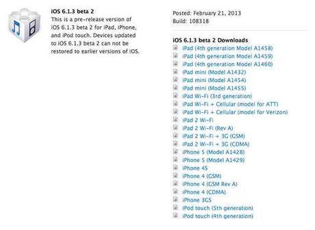 iOS 6.1.3 nuovo firmware di Apple per  iPhone, iPad, iPod Touch