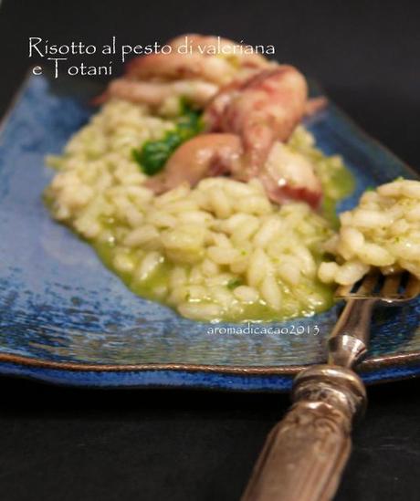 Risotto al pesto di Valeriana e Totani e qualche passatempo