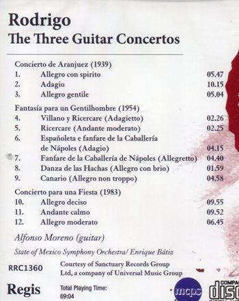 Recensione di Rodrigo The Three Guitar Concertos, Regis, 1994 Recensione di Rodrigo The Three Guitar Concertos, Regis, 1994