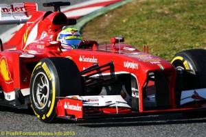 Ferrari F1 car on P Zero yellow soft tyres - on track