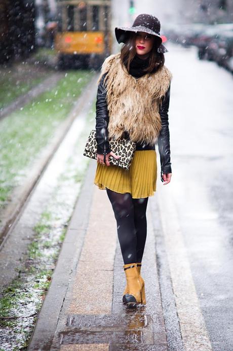 MFW Day 3 - The Outfit: Yellow in the snow