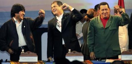 Chavez con Morales e Correa