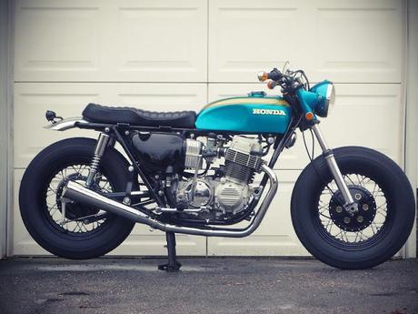 Custom Honda CB750 on vintage Shinko tyres