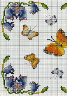 Schema punto croce: Un quadretto con le farfalle e con i fiori