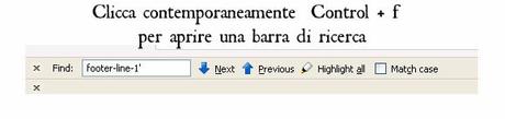 control F per aprire la barra Trova