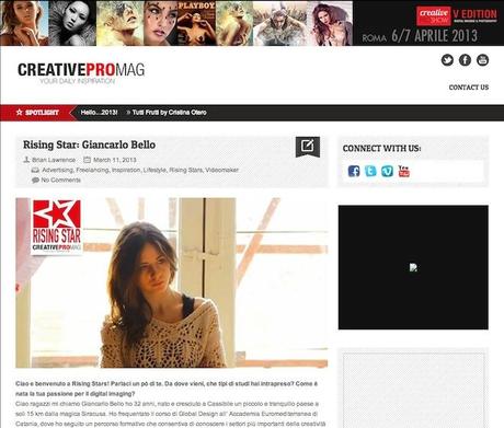 Giancarlo Bello è su Creative Pro Mag! Giancarlo Bello è su Creative Pro Mag!