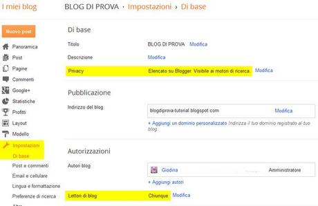 5_IMPOSTAZIONI_BASE, Come aprire un blog in Blogger 