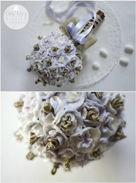 TUTORIAL: COME FARE UN BOUQUET DA SPOSA CON CARTA RICICLATA (Guest post per Pane, Amore e Creatività) / Tutorial: how to create a paper scrap bridal bouquet