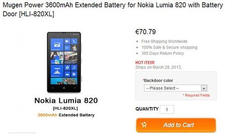 In preordine la batteria maggiorata del Nokia Lumia 820