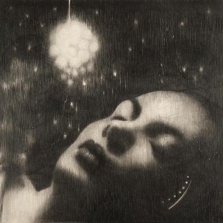 Omar Galliani, Liberate gli angeli, 2013, matita nera su tavola, _cm. 100x100, foto Luca Trascinelli