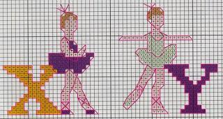 Schema punto croce: Alfabeto con le ballerine