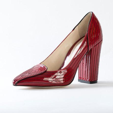 Heel patent red shoes