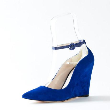 Electric blue suede wedges