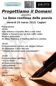 “Progettiamo il domani” presenta La linea continua della poesia, venerdì 29 marzo 2013, Cagliari