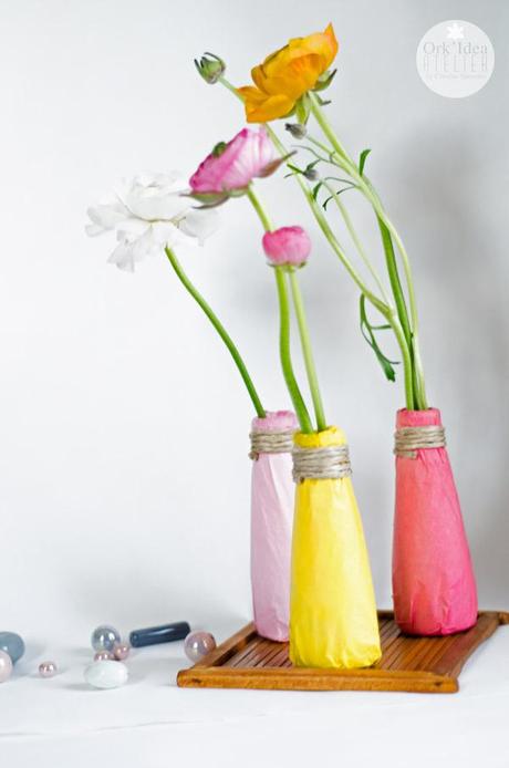 COME REALIZZARE DEI VASI PER LA TAVOLA DI PASQUA RICICLANDO IL VETRO / How to make recycled glass vases for an Easter table decoration
