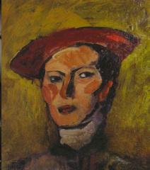 Francesco Tadini segnala, Lalla Romano, Autoritratto con cappello rosso (1940 circa)