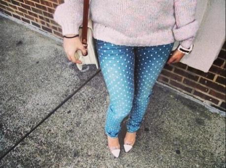 My fav polka dot jeans and a comfy H sweater!