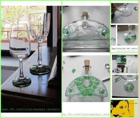 Scaramakai Mosaic: DIY calici verde bottiglia - tutorial #1