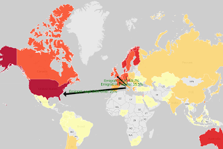 Mappa mondiale dei cervelli in fuga dall'Italia, tra realtà e leggenda