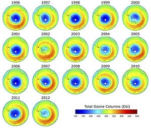 Estensione del buco dell'ozono nel corso degli anni