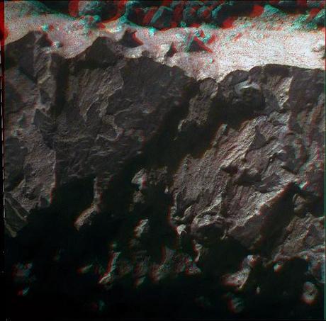 Opportunity sol 3267 Microscopic Imager anaglyph detail