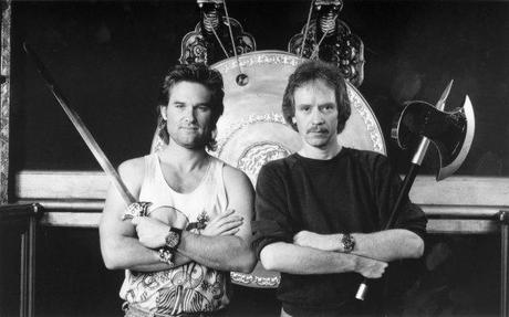 Kurt Russell and John Carpenter on set of Big Trouble in Little China