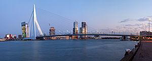 A panorama of the Erasmus Bridge and the River...