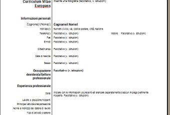 fac simile curriculum vitae da compilare gratis