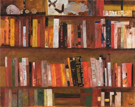 MARIO LATTES - BIBLIOTECA, 1991, olio su tela, 80 × 100 cm