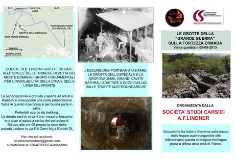 Visita guidata alle grotte di guerra della fortezza Ermada Depliant Visita Monte Ermada