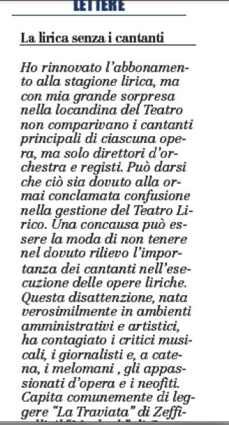 Un abbonato scrive… Un abbonato scrive…