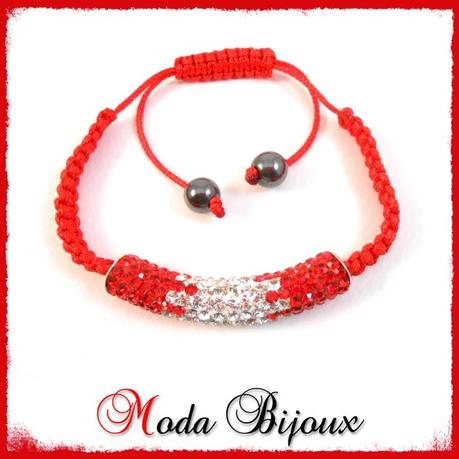 BRACCIALE TIPO SHAMBALLA NODO MACRAME' CON TUBETTO CENTRALE IN STRASS