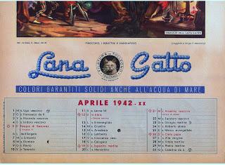 PINOCCHIO: calendario Lana Gatto del 1942 PINOCCHIO: calendario Lana Gatto del 1942