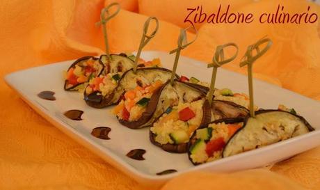Cannoli di melanzane con miglio e verdure Cannoli di melanzane con miglio e verdure