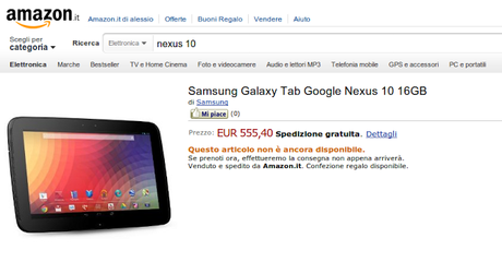 Nexus 10: disponibile il preordine su Amazon Italia!